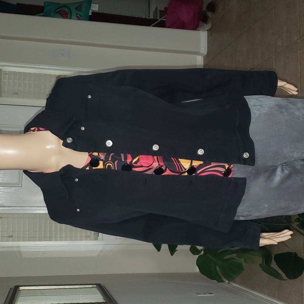 Nordstrom m black denim jacket stretchy fitted chic